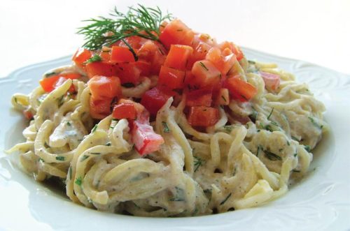 <!--:en-->Zucchini Noodles with Creamy Cashew Dill Sauce (In French)<!--:--><!--:fr-->Nouilles de zucchini, sauce crémeuse aux noix de cajou et à l'aneth<!--:-->