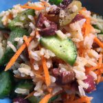 Créer avec ce qu’on a sous la main + recette de salade froide de riz, carotte et olives